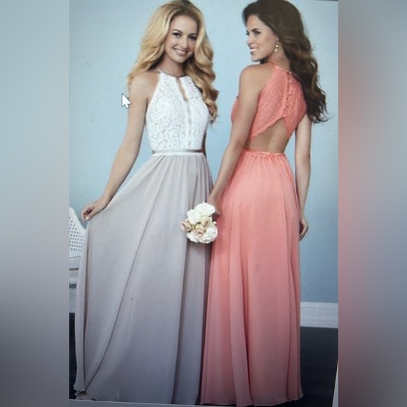 CHRISTINA WU HALTER NECK LACE CHIFFON BRIDSMADE LONG DRESS NAVY BLUE BRAS SIZE 2 - Picture 6 of 15